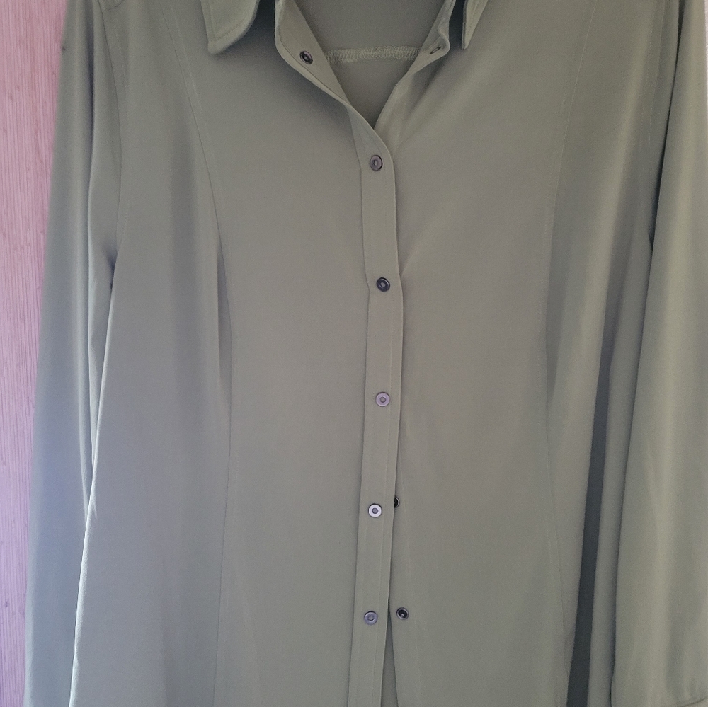 Grass green snap button shirt,